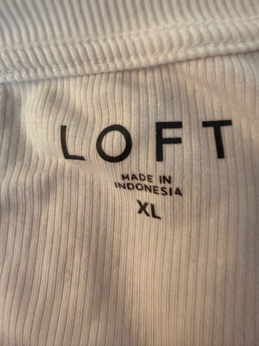 LOFT White Ribbed Knit Top